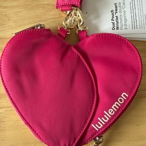 lululemon athletica Hot Pink Heart Dual Pouch Wristlet